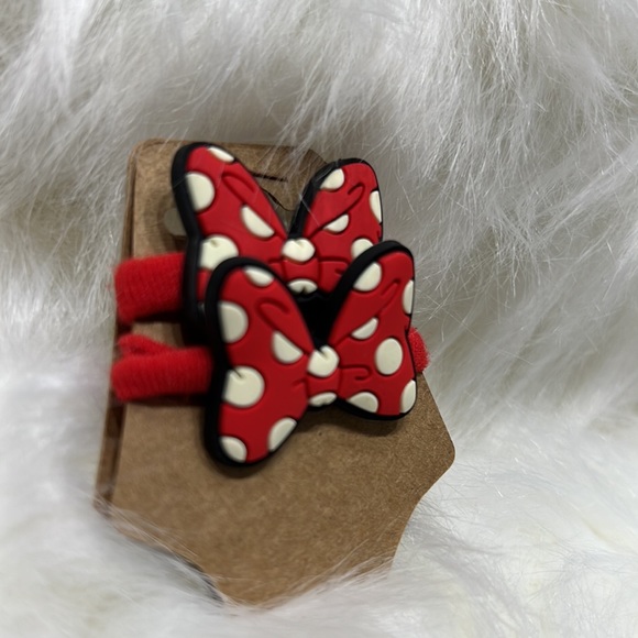 2 PIECE SOFT MINNIE MOUSE HAIR BOW ELASTIC FABRIC BANDS SET - Picture 5 of 7
